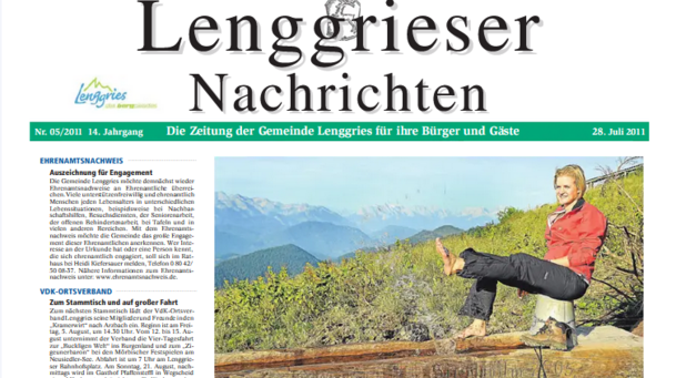 Deckblatt der Lenggrieser Nachrichten (LENA) Ausgabe 05/2011 vom 28.07.2011.